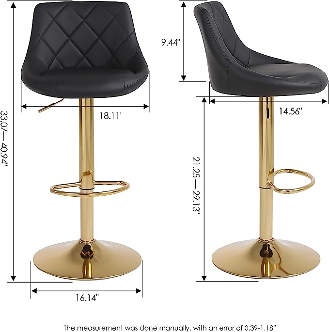 Black Leather Swivel Counter Height Bar Stools - HER Home Design Boutique